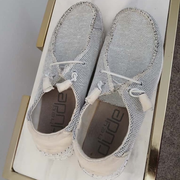 Stone White Hey Dude Mesh Upper Slip-On Style Sneakers Size 8. - Picture 7 of 9